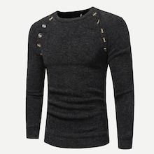 Shein Men Button Detail Solid Sweater