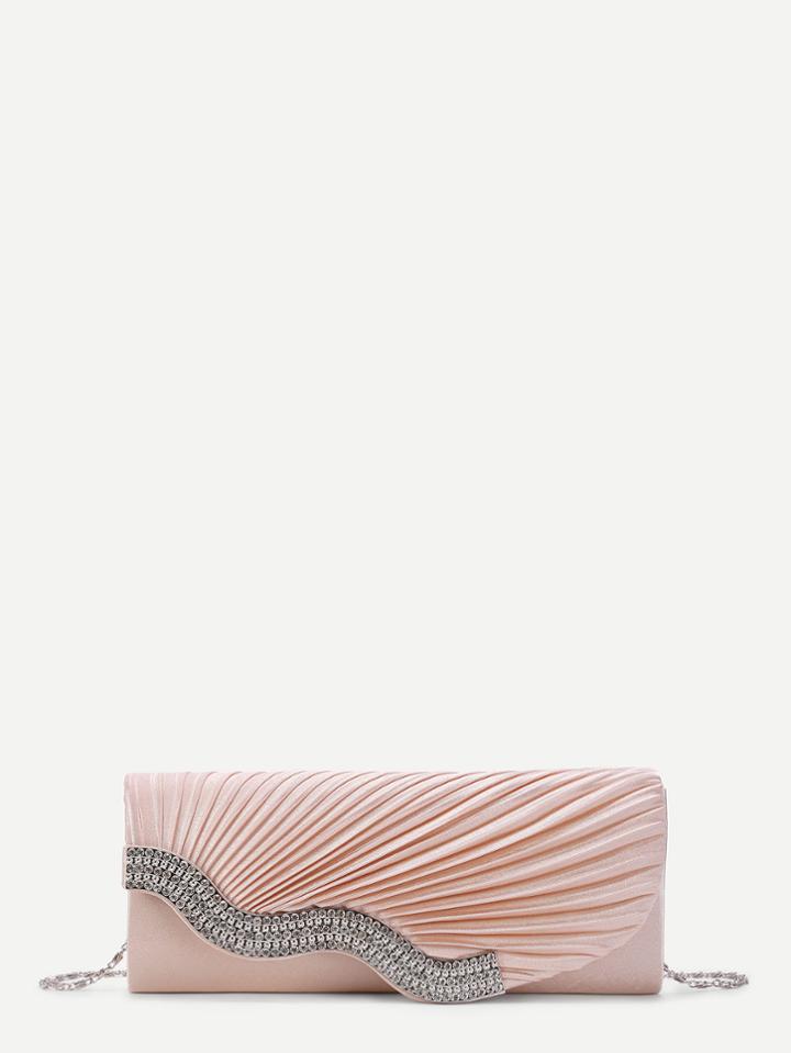 Shein Rhinestone Detail Folded Fan Design Clutch Bag
