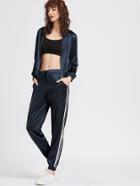 Shein Navy Striped Sleeve Ribbed Trim Jacket With Drawstring Pants