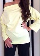 Rosewe Light Yellow Long Sleeve Loose T Shirt