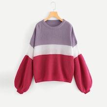 Shein Lantern Sleeve Color Block Jumper