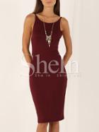 Shein Wine Red Hugging Spaghetti Strap Designers Slim Dress