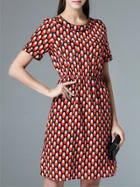Shein Red Polka Dot Pockets A-line Dress