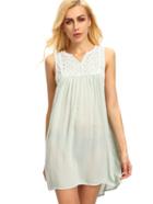 Shein Green House Sleeveless Embroidered Dress