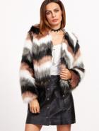 Shein Color Block Layered Faux Fur Coat