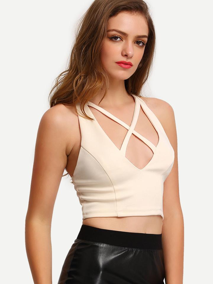 Shein Criss Cross Back Cut Out Crop Tank Top