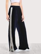 Shein Buttoned Contrast Side Velvet Pants