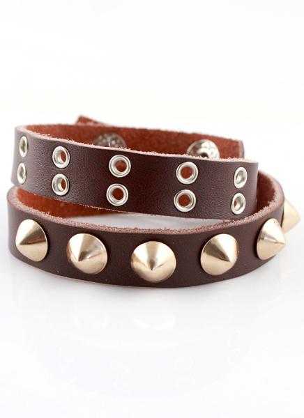Shein Brown Rivet Leather Bracelet