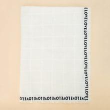 Shein Slogan Detail Frayed Trim Scarf