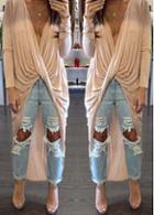 Rosewe V Neck Long Sleeve Asymmetric T Shirt