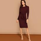 Shein Dolman Sleeve Waist Tie Knee Length Dress