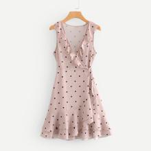 Shein Tiered Ruffle Trim Wrap Dress