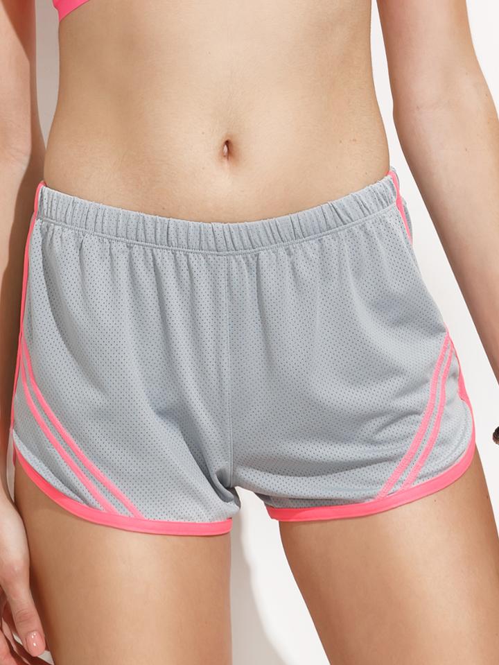 Shein Grey Contrast Binding Mesh Shorts