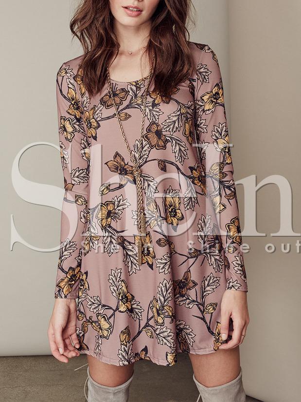 Shein Crow Neck Floral Shift Dress