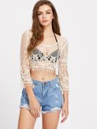 Shein Crochet Hollow Out Fringe Trim Crop Top