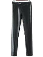 Shein Black Slim Thicken Pu Pant