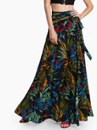 Shein Tropical Print Self Tie Wrap Skirt