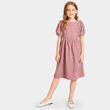 Shein Girls Zip Back Frill Trim Cord Dress