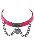 Shein Hotpink Gothic Ajustable Pu Leather Choker Collar Necklace With Heart Pendant