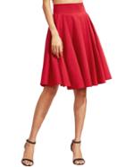 Shein Burgundy High Waist Pleated Midi Skirt