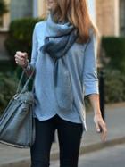 Shein Grey Wrapped Loose T-shirt