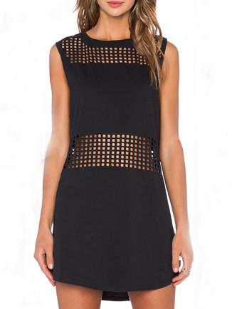 Shein Black Sleeveless Hollow Dress
