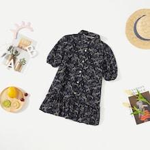 Shein Girls Stand Neck Button Up Dress