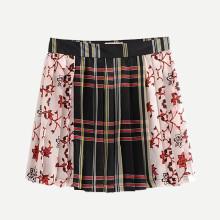Shein Contrast Tartan Plaid Skirt