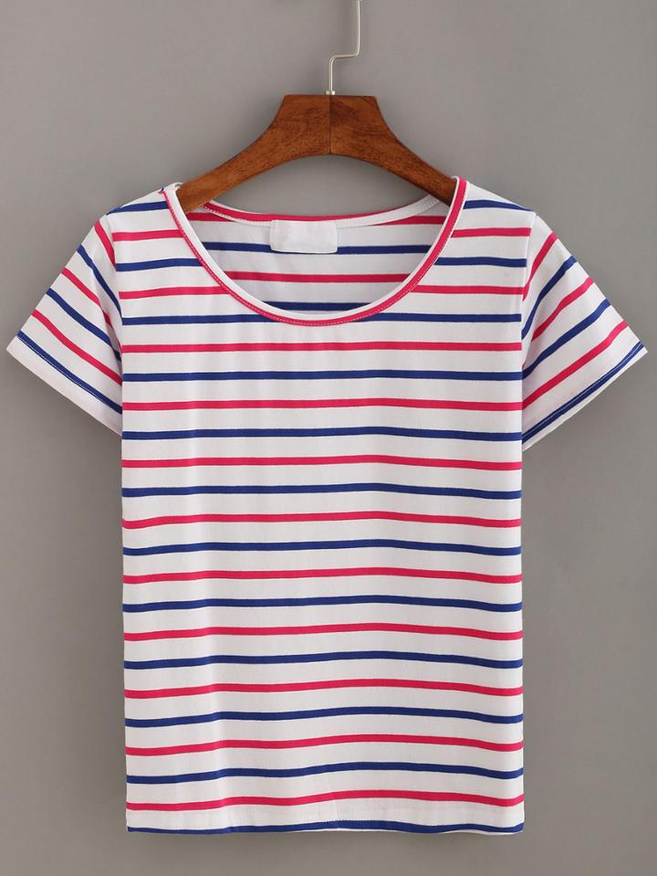 Shein Striped Short Sleeve T-shirt