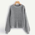 Shein Plus Lantern Sleeve Drop Shoulder Sweater