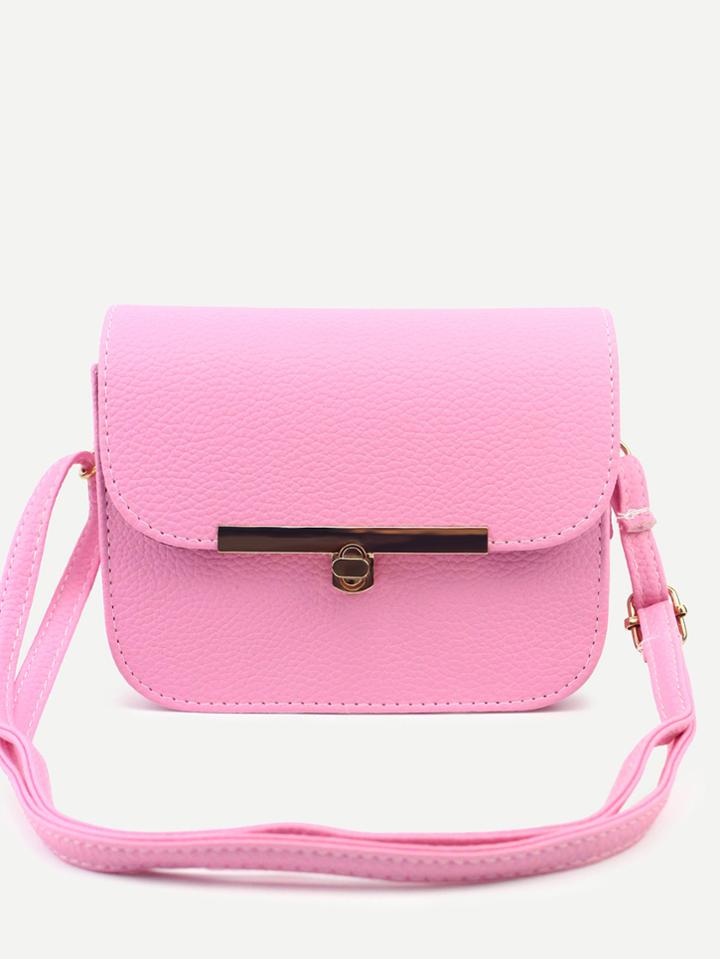 Shein Pink Pebbled Pu Flap Shoulder Bag