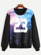 Shein Black Starry Space Print Sweatshirt