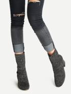 Shein Black Knit Ankle Boots