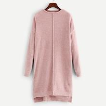 Shein Solid Drop Shoulder Step Hem Chenille Sweater Dress
