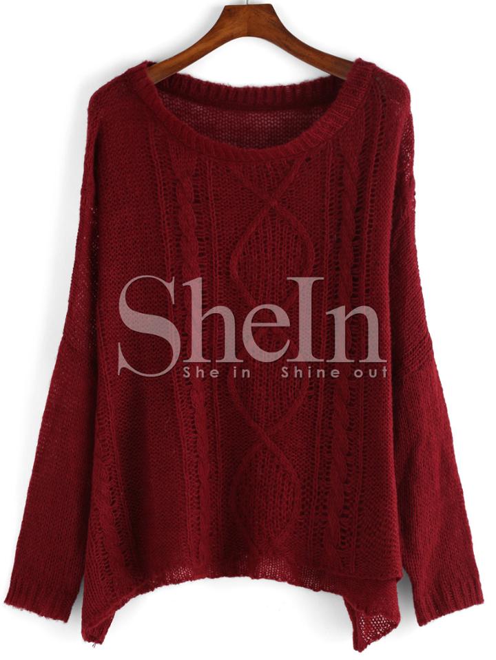 Shein Red Round Neck Loose Sweater