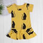 Shein Toddler Girls Ruffle Hem Cat Pattern Dress