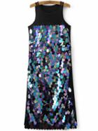 Shein Black Mesh Detail Sleeveless Sequin Dress