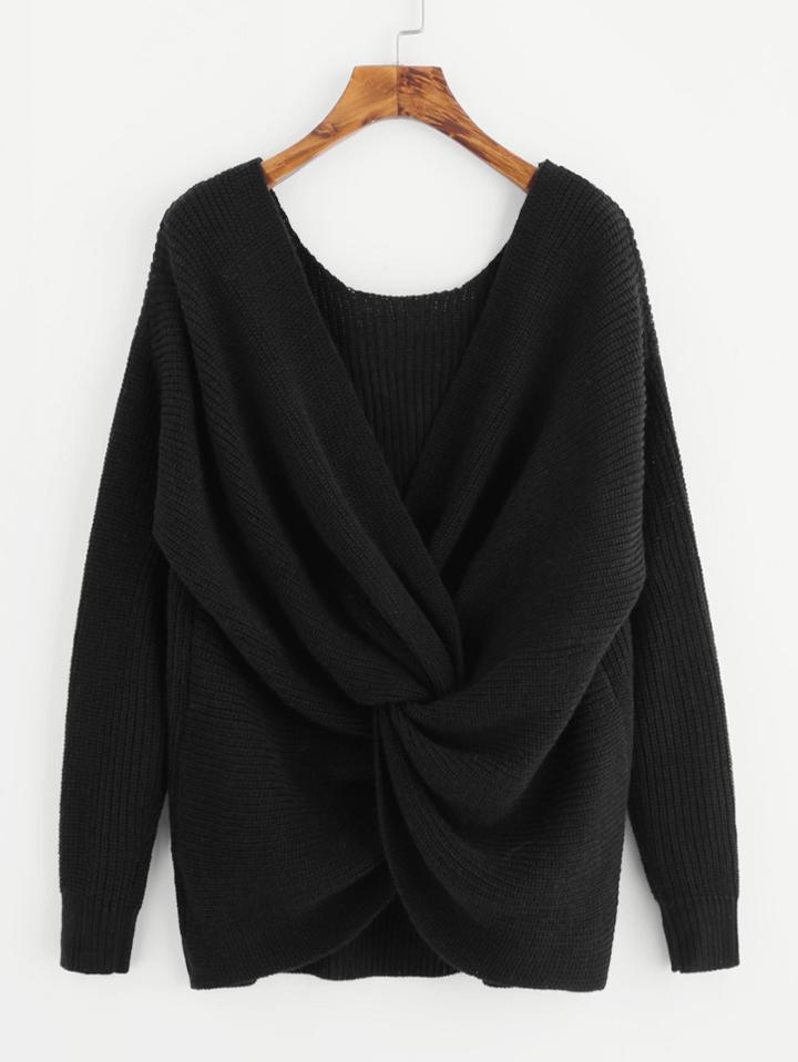 Shein Twist Back Surplice Wrap Sweater