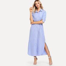 Shein Striped Split Side Shirt Dress