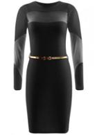 Rosewe Charming Round Neck Long Sleeve Black Knee Length Dress