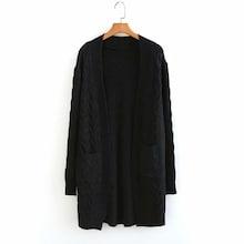 Shein Dual Pocket Twisted Knit Cardigan