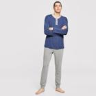 Shein Men Button & Pocket Front Tunic Pajama Set