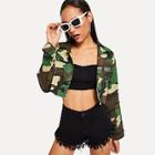 Shein Roll Up Sleeve Camouflage Jacket