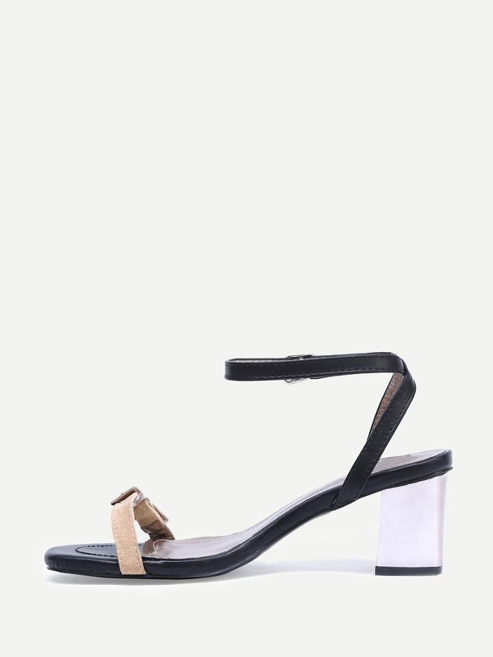 Shein Apricot Faux Suede Open Toe Sandals