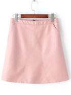 Shein Pink Zipper A Line Pu Skirt