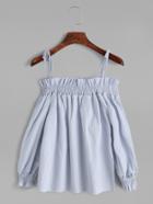 Shein Blue Cold Shoulder Shirred Top