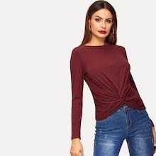 Shein Twist Front Rib Knit Tee