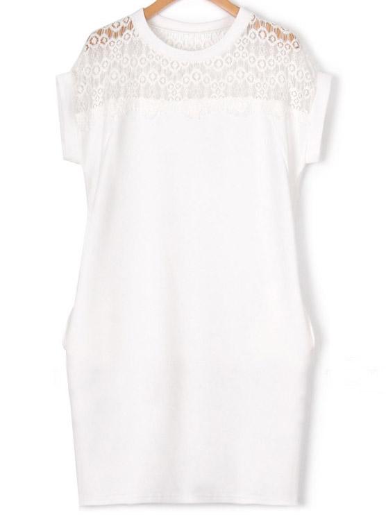 Shein White Lace Paneled Hollow Plus Dress