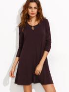 Shein Burgundy Long Sleeve T-shirt Dress