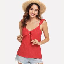 Shein Bow Tie Front Shell Top With Ruffle Strap